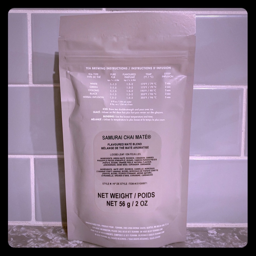 Teavana tea 2oz SAMURAI CHAI MATE